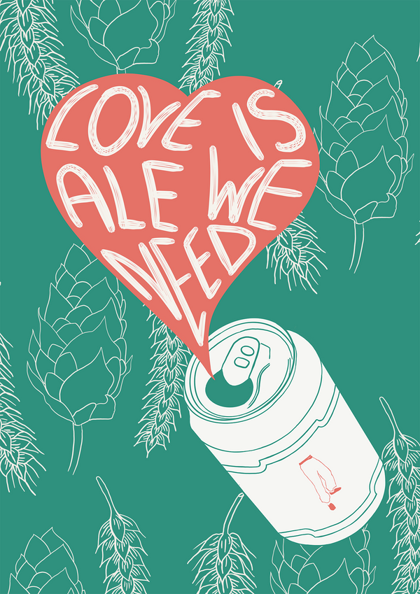 852prints - Love is Ale We Need Postcard